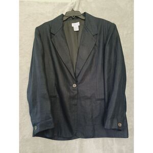 Talbots Blazer 100% Irish Linen  Sz 20 Navy Blue Classic Casual Office Academia